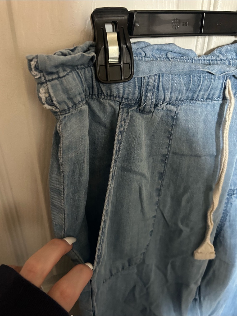 Harlow Drawstring Chambray Pants - Picture 3 of 7